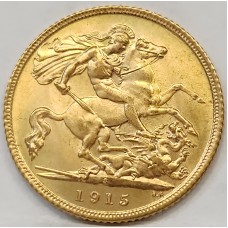 AUSTRALIA 1915 . HALF 1/2 SOVEREIGN . SYDNEY . GOLD